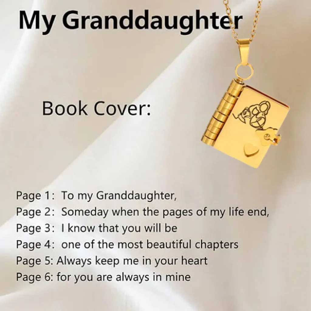 For Granddaughter and daughter - The Most Beautiful Chapter Book Necklace - My Granddaughter / Golden